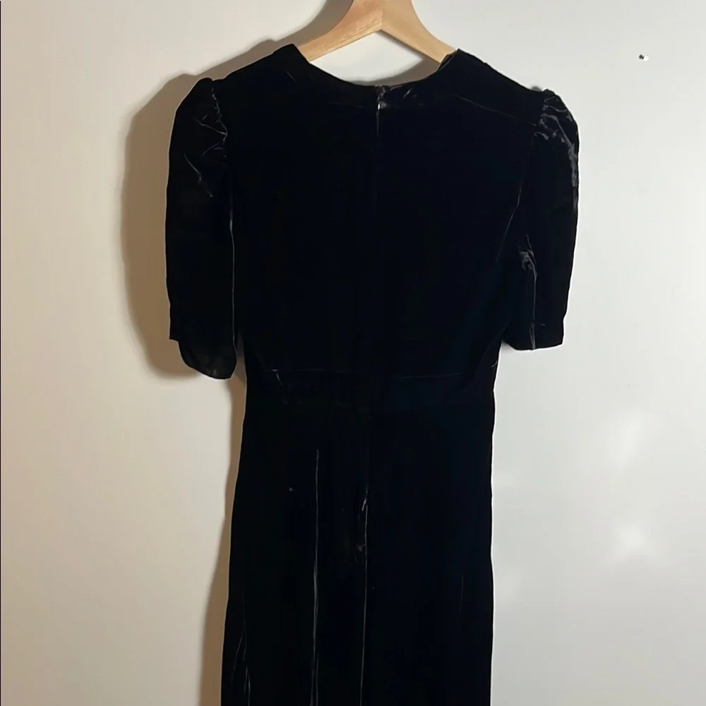 Jill Stuart Elegant Black Long Short Sleeve Velvet Dress - Picture 6 of 7